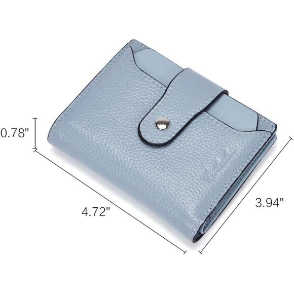Women Leather Wallet RFID Blocking Small Bifold Zipper 2-blue pebble - Picture 7 of 7